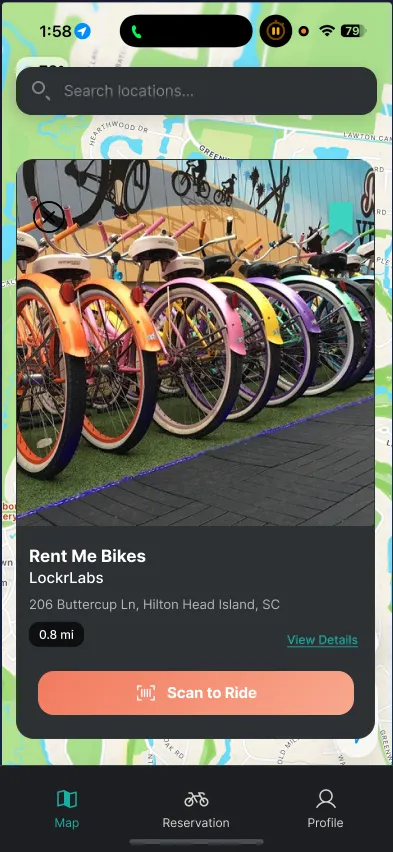 Guest scans a bike in the GoPedl app to start a rental